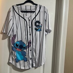 Disney Stitch Baseball Jersey White Black
